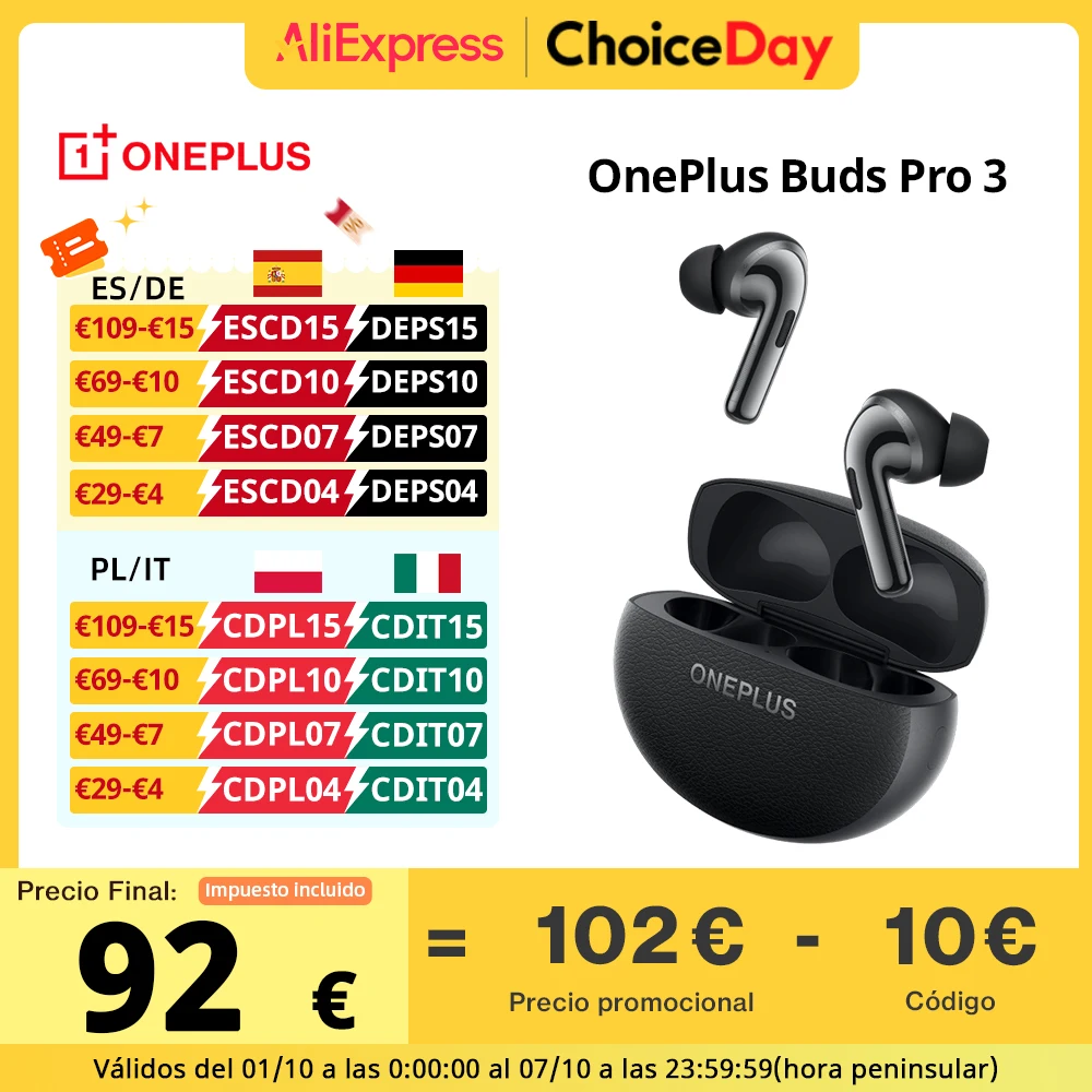 Version mondiale Oneplus Buds Pro 3 TWS Bluetooth couteur 50dB suppression Active du bruit 43h autonomie de la batterie Bluetooth 5.4 IP55 AAC SBC