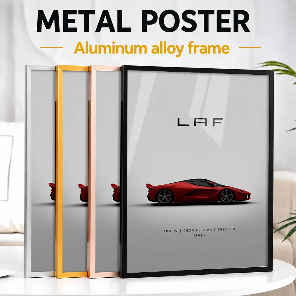 Italy Red Hybrid Supercar Metal Poster With Aluminum Alloy Frame Personalized Photo Dynamic Speed Style Wall Art For Game Room