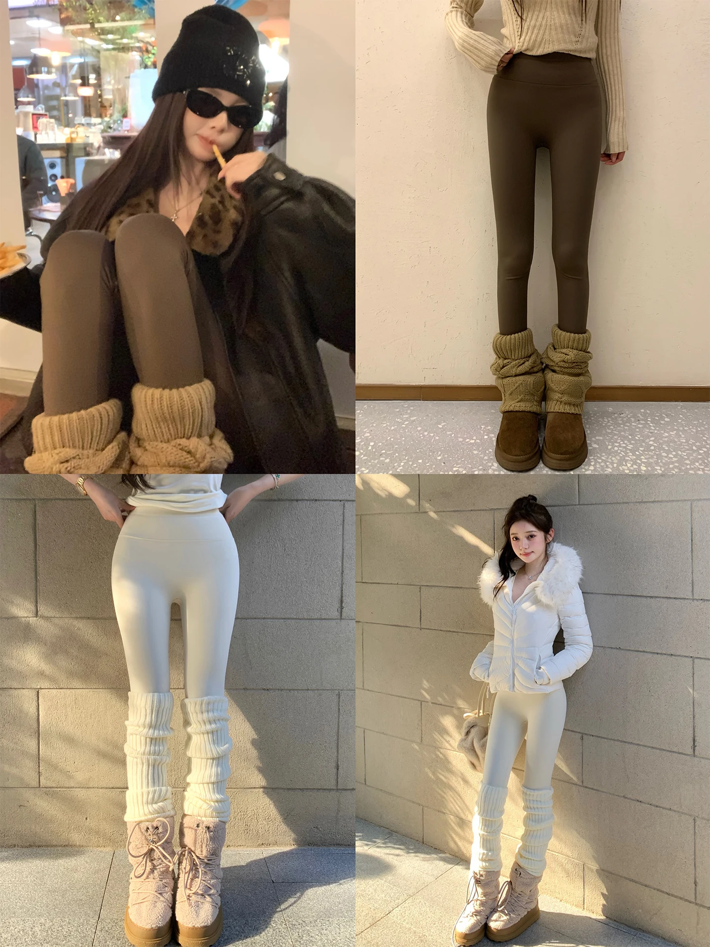 

High Waist Yoga Leggings Sl Fce Lined ark Skin Pants Comfortable No Pr Feel Premium Quali Women's Trousers