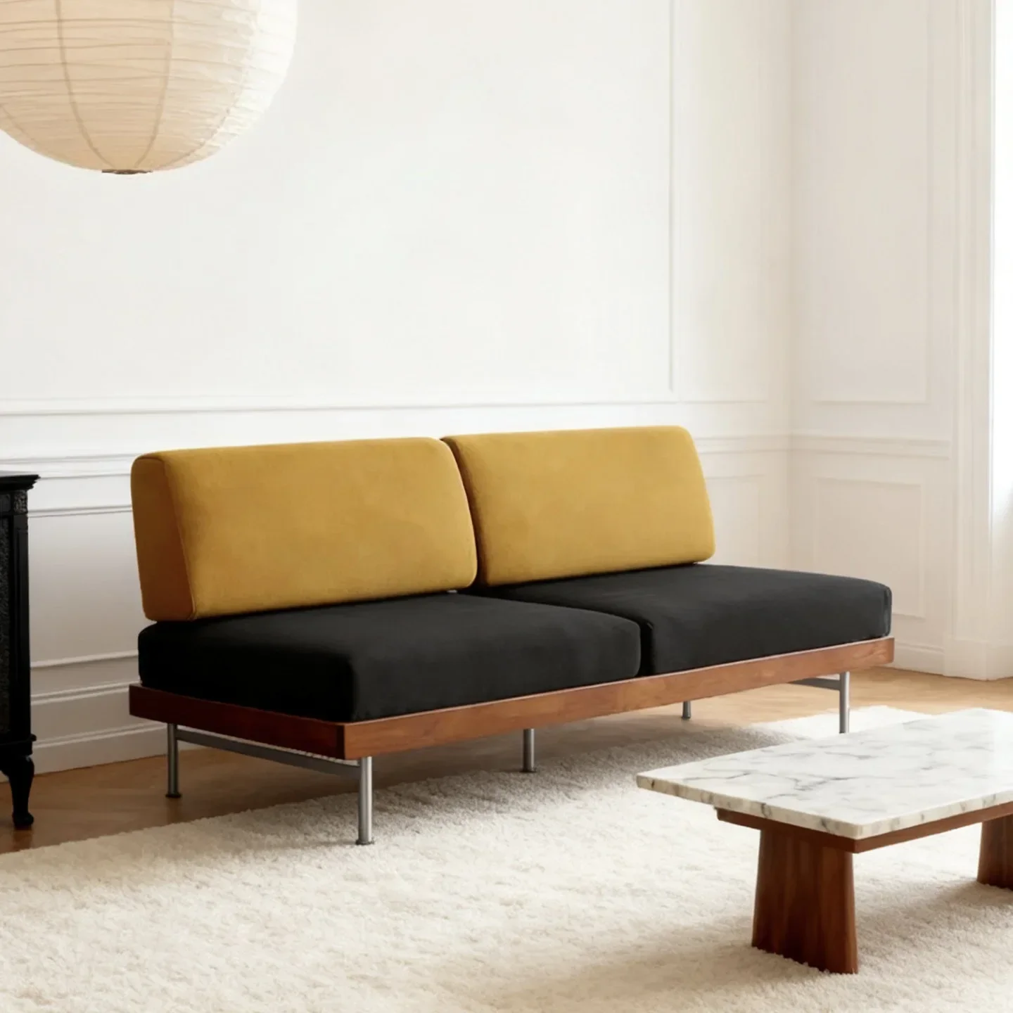 Japanese log style modern living room sofa simple Nordic cherry wood three-person removable and washable