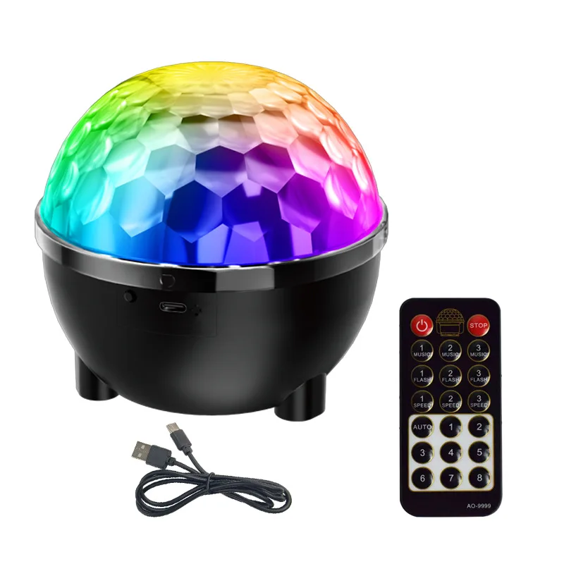New Medium-sized Magic Ball 6-color Crystal Magic Ball Light Rotating Lights Stage Atmosphere Light Disco Jumping Light