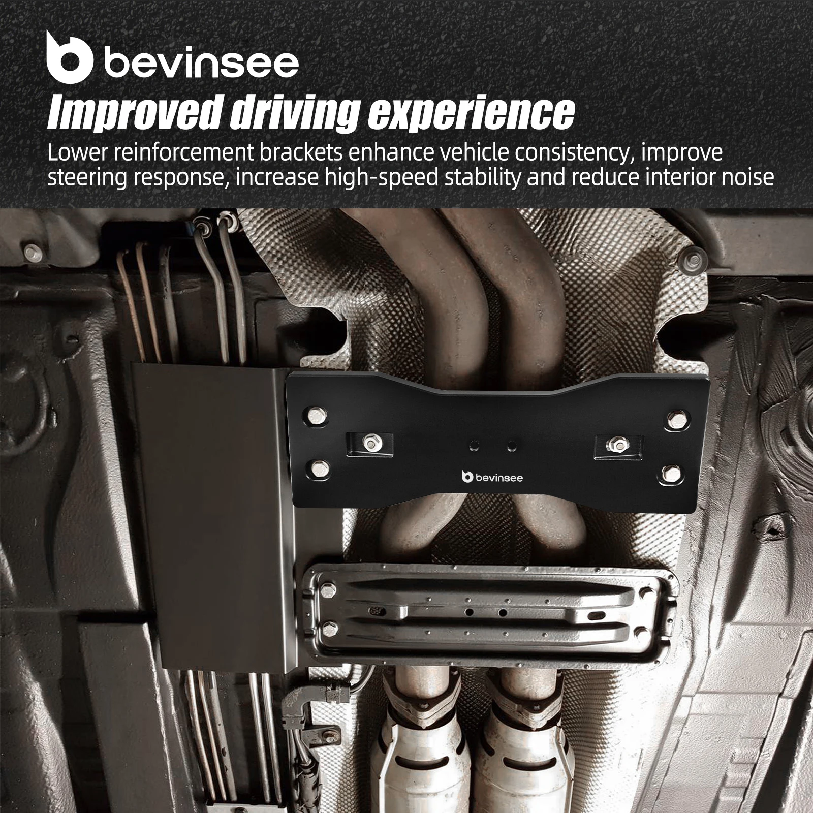 BEVINSEE Aluminium Lower Reinforcement Brace for BMW E90/E92/E93 M3,E46,E87/E88,X1 E84,X3 E83, Replace for 18211436309