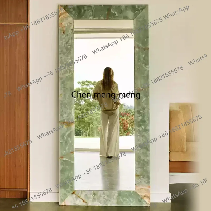 Italian light luxury sapphire marble dressing mirror full body floor mirror bedroom three-dimensional fitting mirror