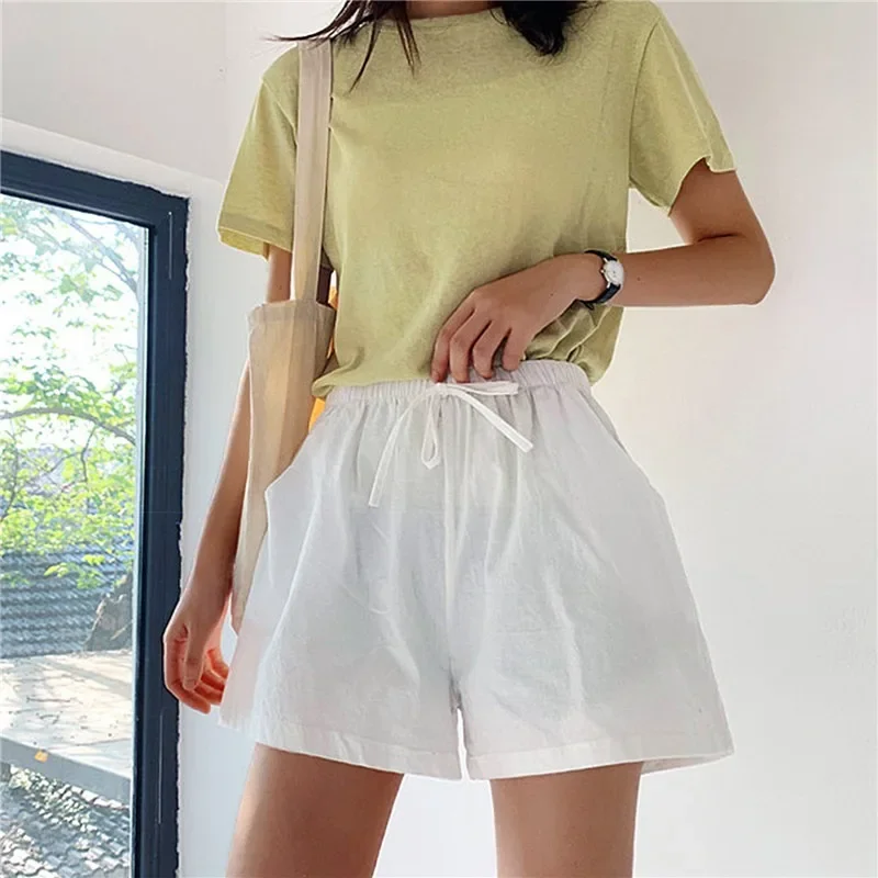 

Cotton Linen Shorts Women's Sport Shorts Summer Solid High Waist Black Shorts Women Fashion Plus Size Casual Basic Short Pants