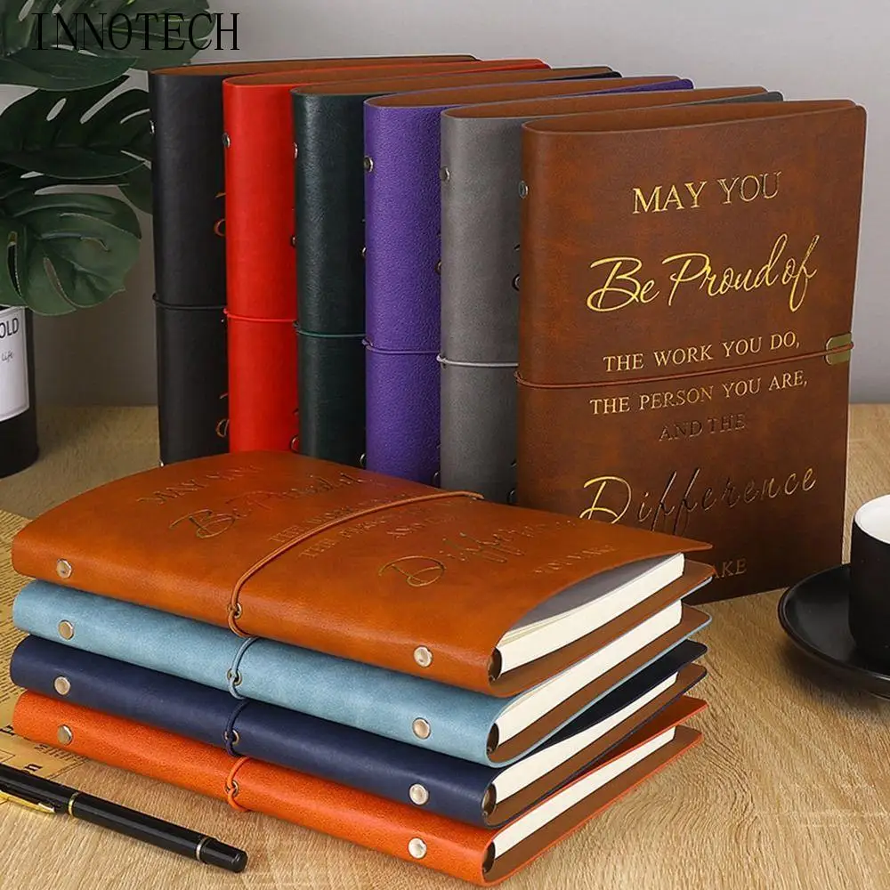 

80 Sheets A5 English Notepad English Soft PU Leather Cover Handbook Wear-resistant Portable Loose-leaf Notebook