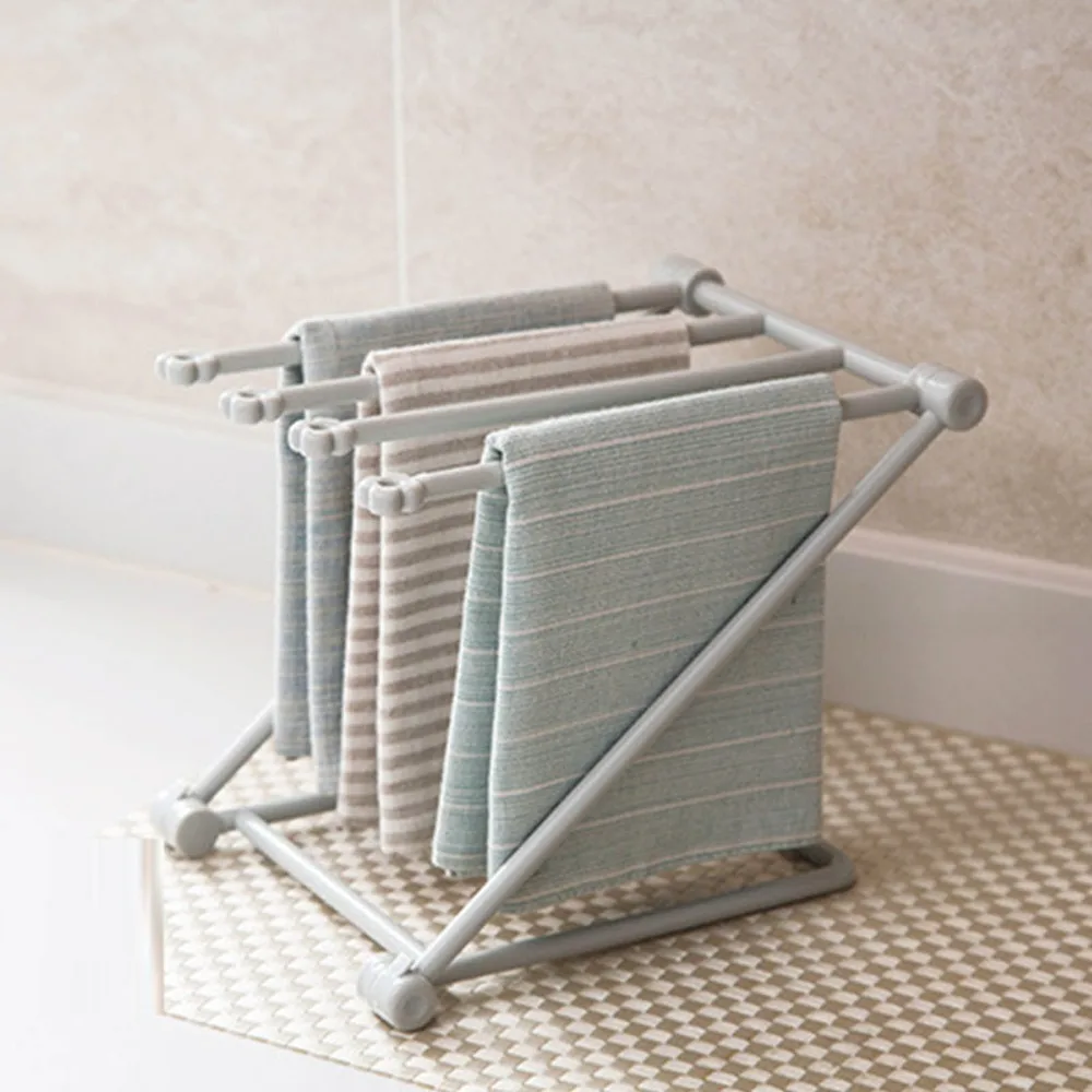 2pcs Portable 4 Arms Dishcloth Drying Rack Folding Design PP Dish Rag Holder Vertical Towel Rack For Home Office