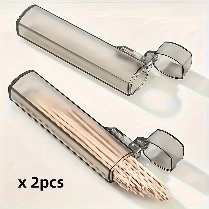 2pcs Portable Plastic Cotton Swab Box Portable Case Outdoor Travel Toothpick Storage Box