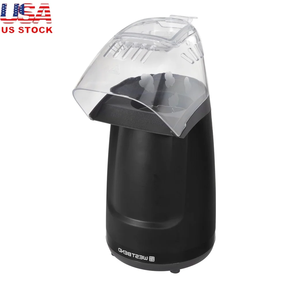 Máquina de palomitas de maíz de aire caliente de 4 cuartos, aperitivos sin aceite, 16 tazas en 3 minutos, operación fácil de apagar, cuchara medidora de doble uso, 1400W