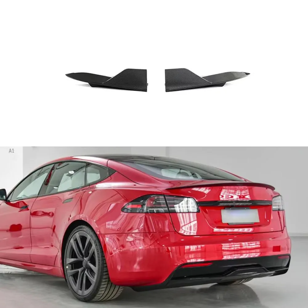 Carbon Fiber Rear Bumper Splitters for Tesla Model S Plaid 2021-2023