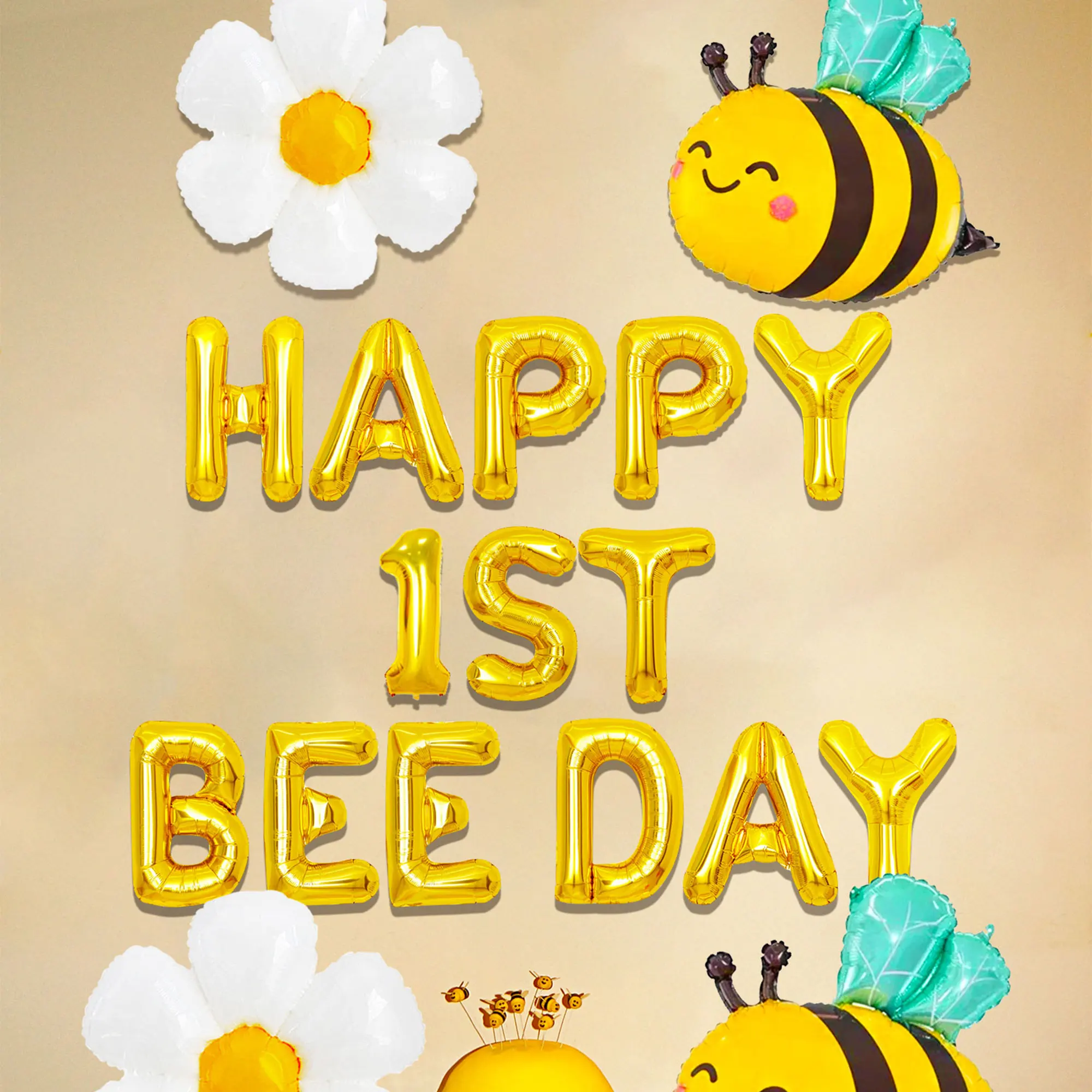 LaVenty Happy 1st Bee Day Balloon Birthday Decoration So Sweet to Bee Half Way To One Decoration Half Birthday Party Supplies