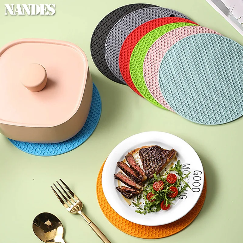 18cm Round Silicone Table Mat Extra Thick Placemat Open Cans Honeycomb Non-slip Heat-resistant Place Coaster Coffee Cup Coaster