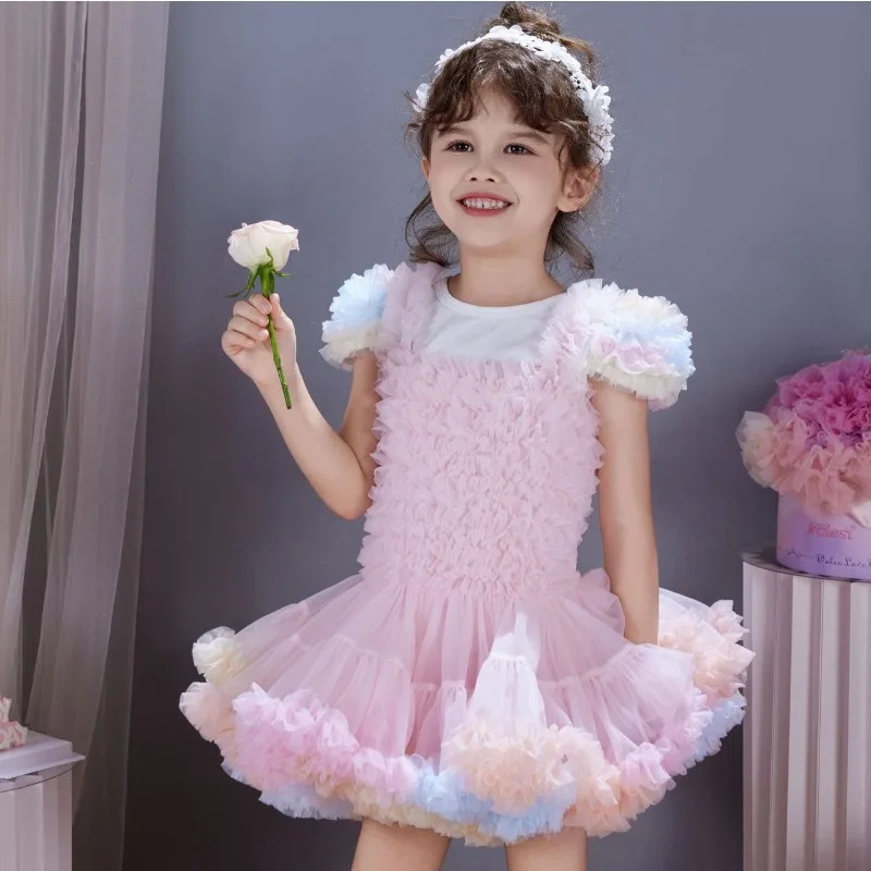 

Платье для девочки на день рождения, на один год, из фатина, в стиле принцессы, для весенней вечеринки, милый наряд