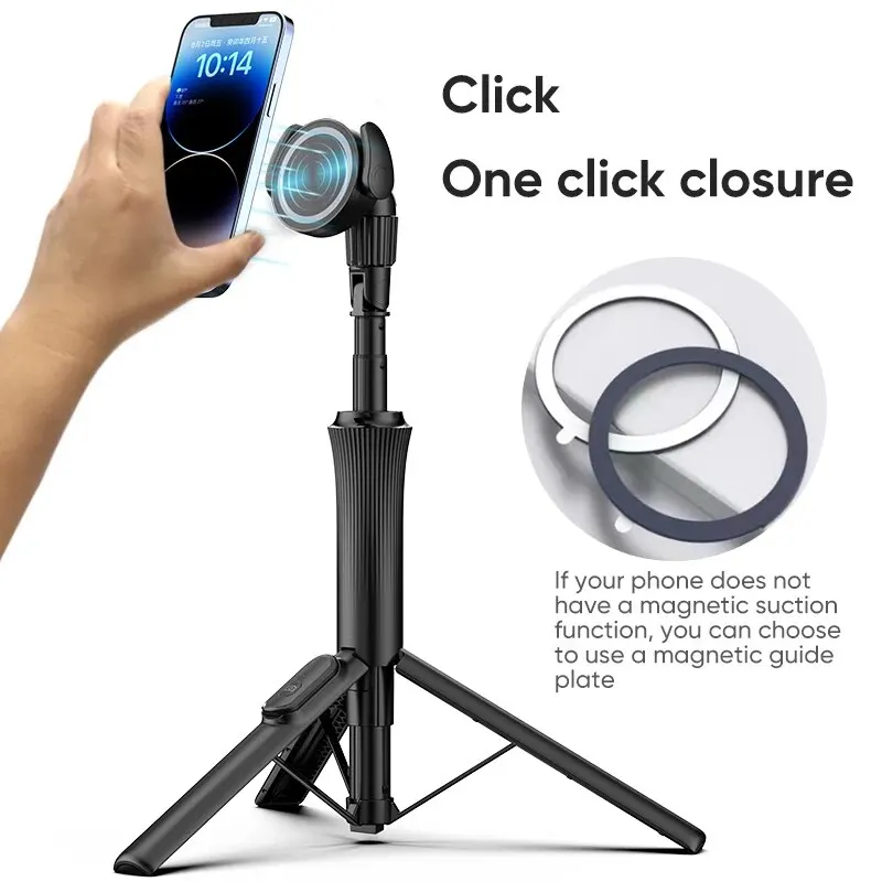 Magnetic Selfie Stick Phone Tripod with Wireless Remote, Extendable Cell Phone Tripod Stand, Compatible with MagSafe, Cellphone