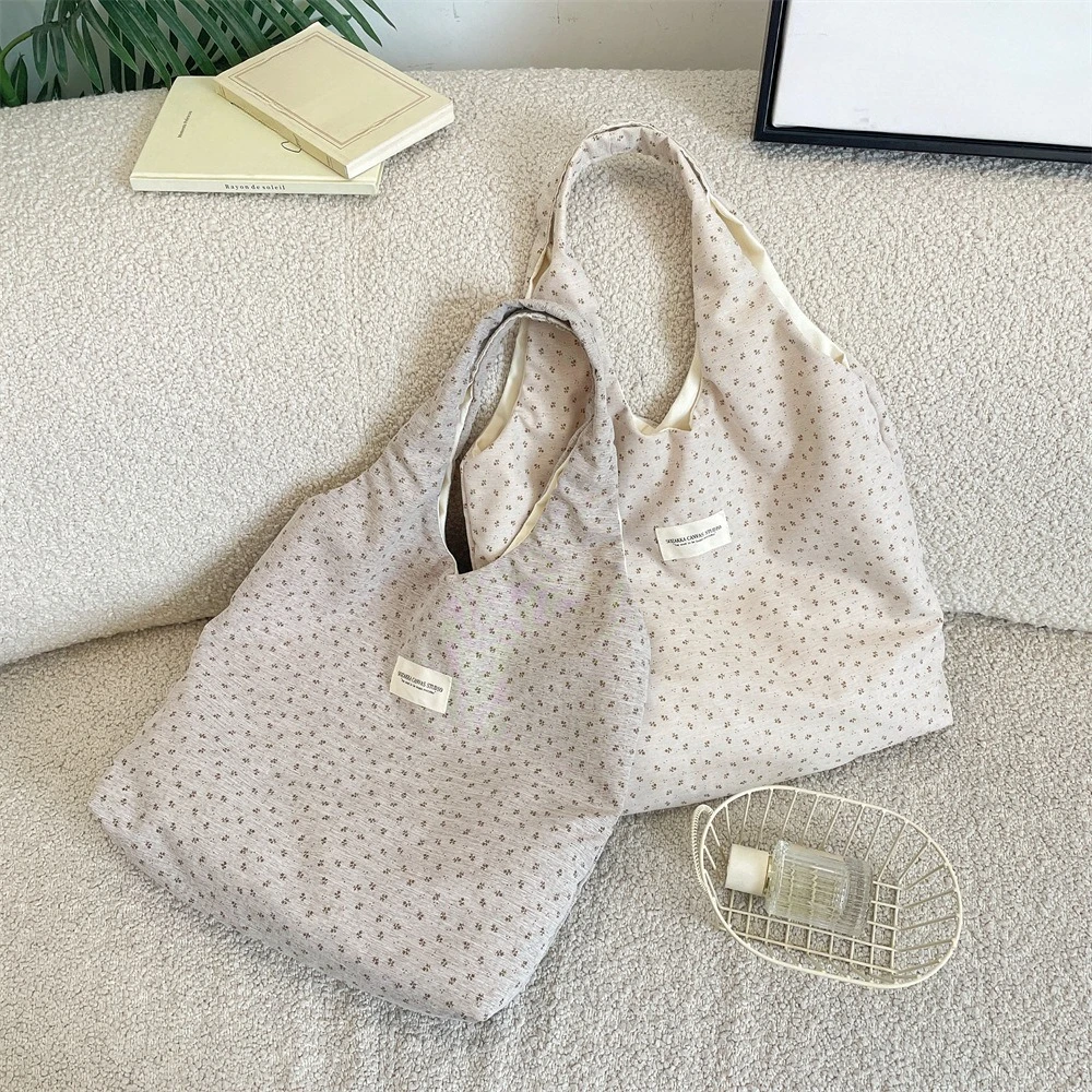 Korean Style Floral Women's Tote Shoulder Bags Fashion Large Capacity Female Travel Handbags Portable Purse Shopping Bags