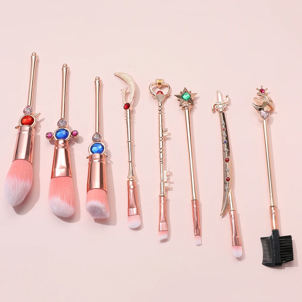 8Pcs/Set Cartoon Anime Sailor Moon Makeup Brush Tsukino Usagi Eye Shadow Brush Beauty Cosmetics Brush Tool Makeup for Girls Gift