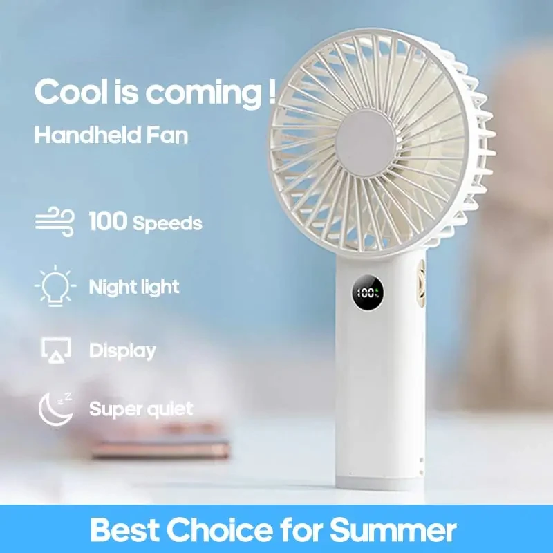 

New Handheld Personal Fan Portable Mini USB Hand Fan 3600mAh Rechargeable Mini Fan with Stepless Speed Control Display Nightligh