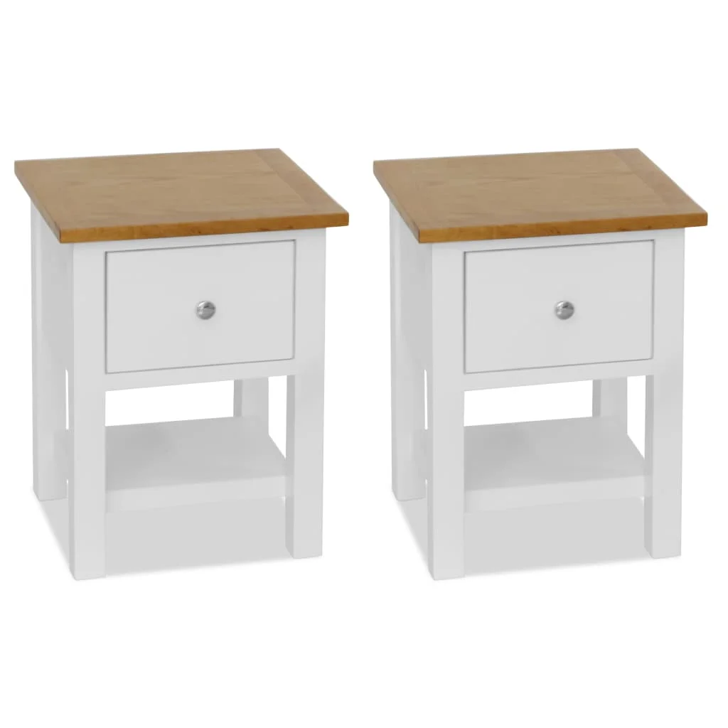 Bedside Table Tables 2 pcs 36x30x47 cm solid oak drink