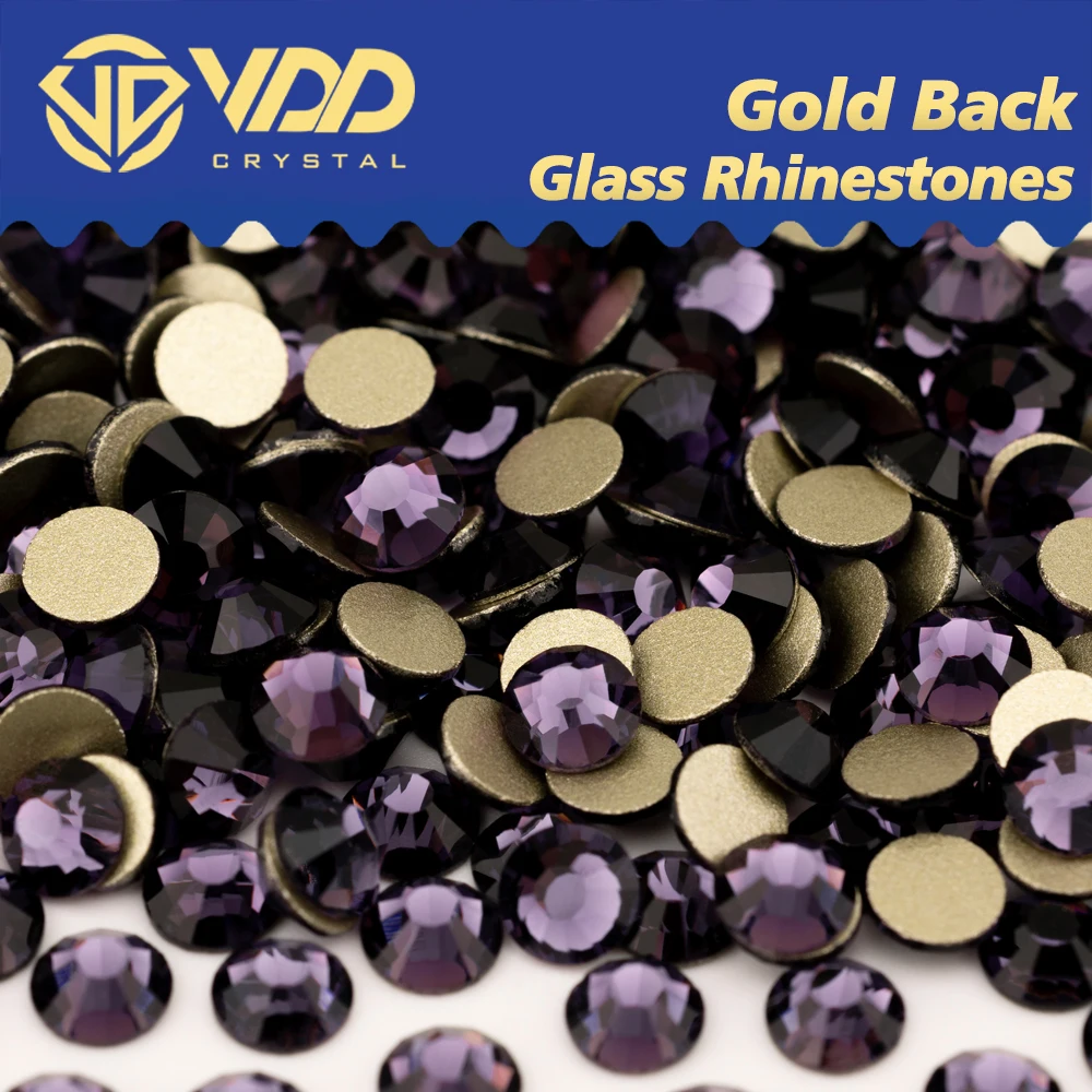 VDD 035 Tanzanite High Quality SS4-SS20 Glass Rhinestones Crystal Gold Flatback Non-hotfix Stones For DIY Nail Art Crafts