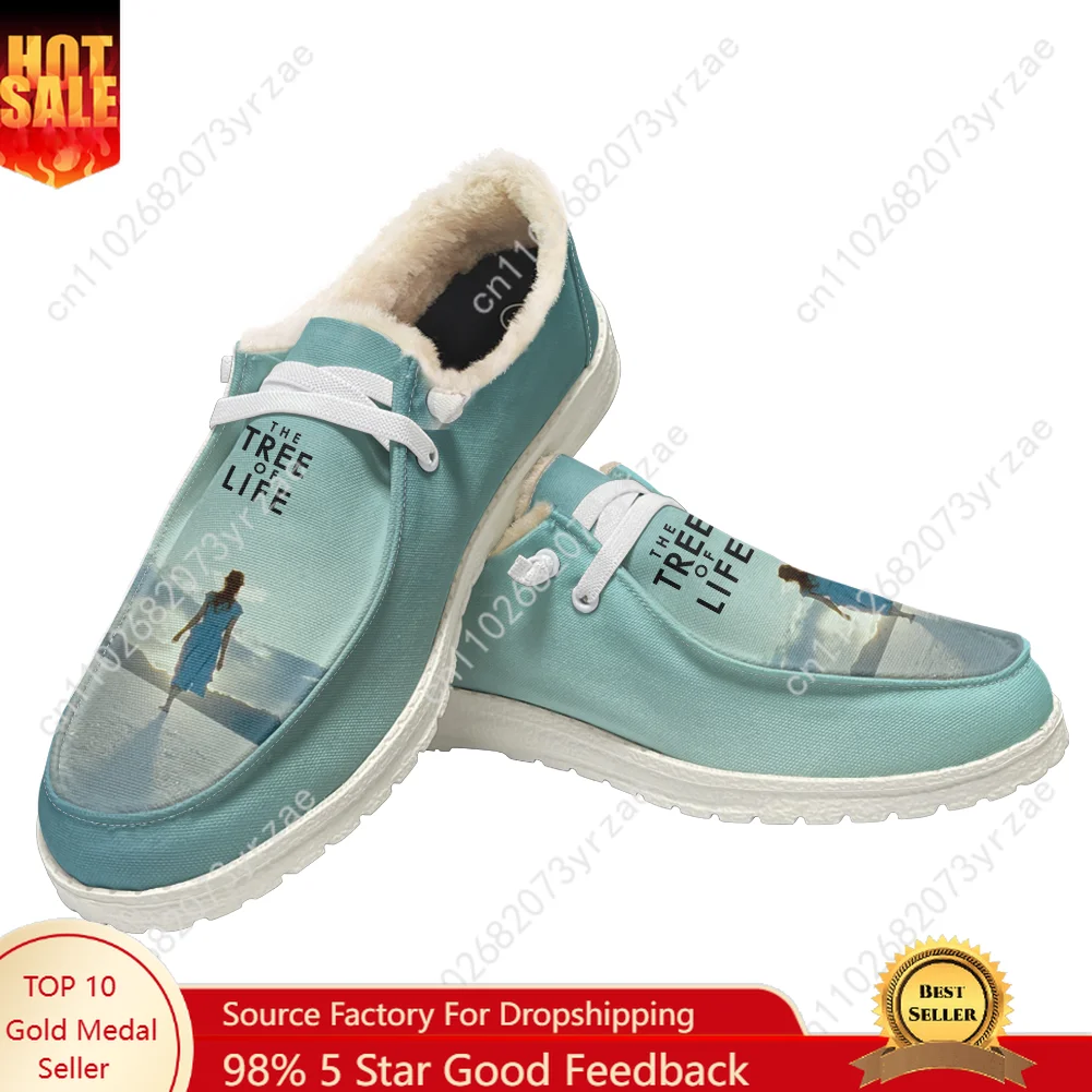 

The Tree of Life Plush Flat Shoe Men Women Teenager Warm Shoe Indoor Outdoor High Quality Lightweight Shoes Custom Made Footwear