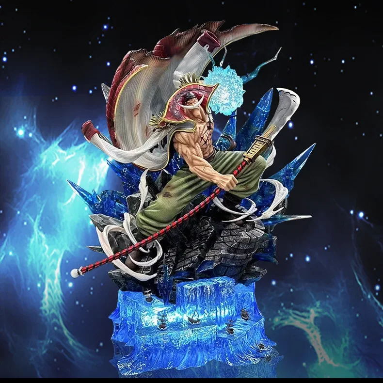 38CM ONE PIECE Anime Figure Whitebeard Pirates Famous Naval Battle Scene Can Emit Light Peripheral PVC Model Desktop Gifts Toys