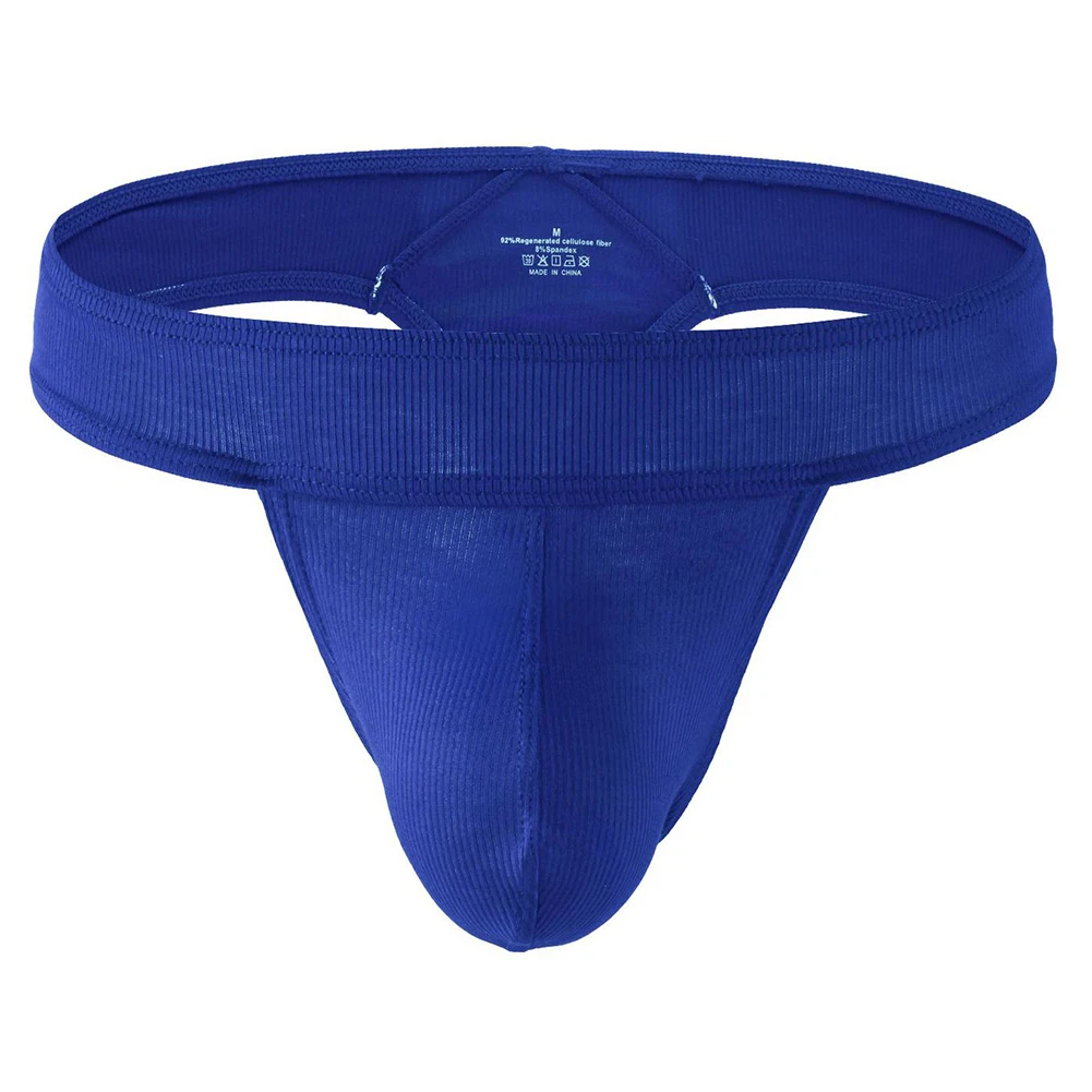 Men's Breathable Bulge Pouch Underwear Briefs with Ribbed Texture Solid Color G-String Thongs Designed for Everyday Comfort