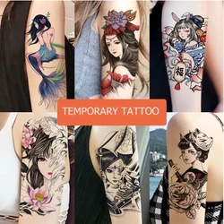 Autocollants de tatouage imperméables pour hommes et femmes, bras de fleur Durable, Sexy Geisha Ins, couverture de cicatrice d'art de jambe de vent, autocollant de Simulation