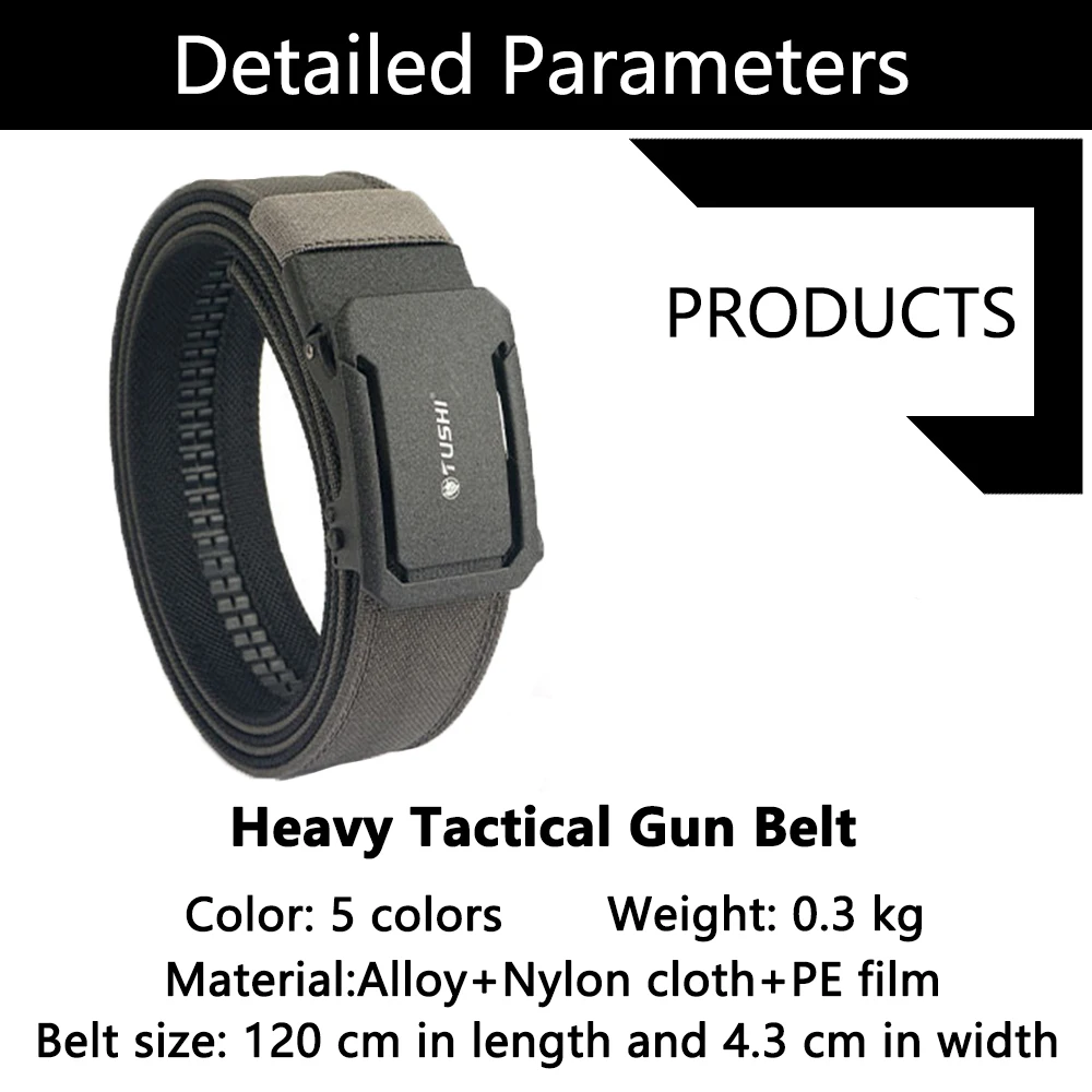 TUSHI Brand 4.3 Wide Thickened Gun Hanging Double-Layer Nylon Cloth Belt Versatile Outdoor Tactical Automatic Buckle Men's Belt
