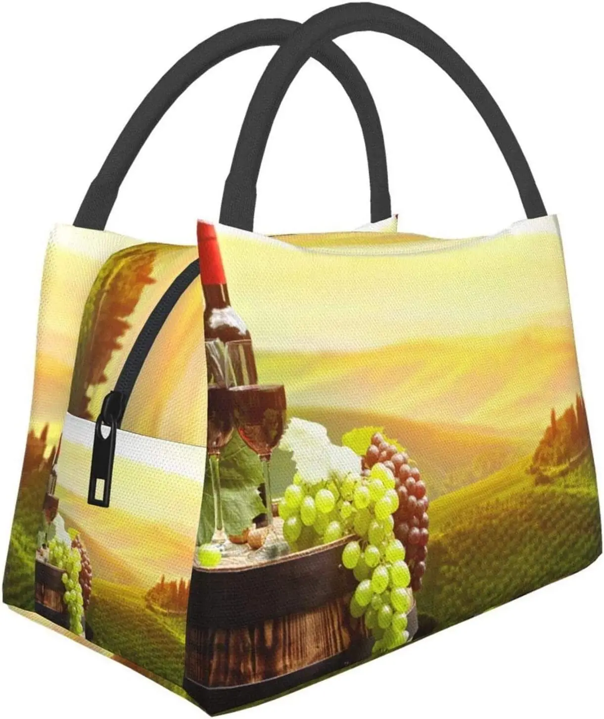 

Portable Insulated Lunch Bag Red Wine with Barrel Waterproof Tote Bento Bag for Office School Hiking Beach Picnic Fishing