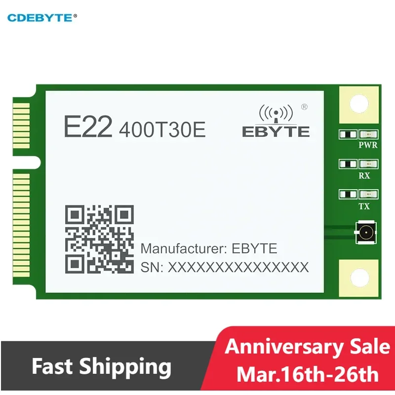 Wireless LoRa Spread Spectrum Module 433MHz CDEBYTE E22-400T30E MINI PCI-e Standard Interface 30dBm 10KM UART/RS485/RS232/USB