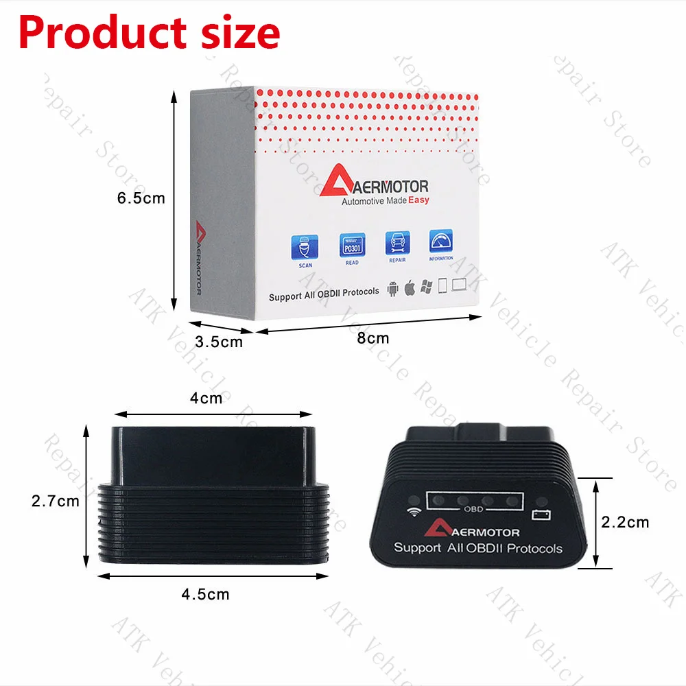 2024 WIFI diagnostic fault code AEROMOTOR ELM327 firmware v1.5 OBD plug display sensor data connection car fault scanner reads