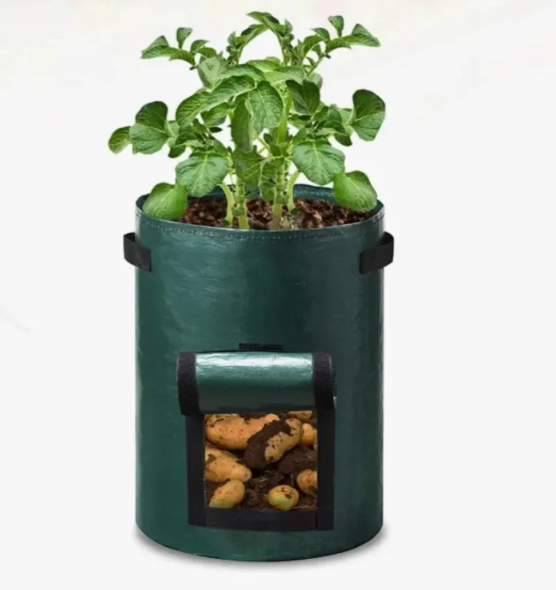 1PC Garden Potato Grow Bag PE Fabrics Gardening Thicken Pot Vegetables Planter Tub with Handles and Access Flap