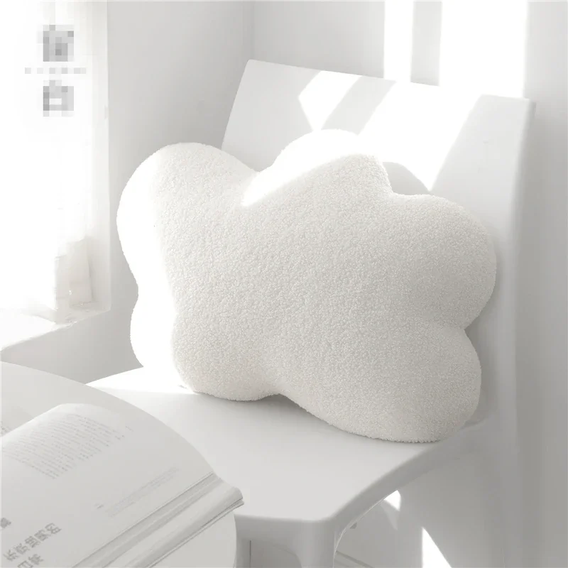 Nordic Style White Cloud Plush Pillow, Cute Bedside Sofa Cushion, Office Nap Headrest, Children's Room Bay Window Decoration