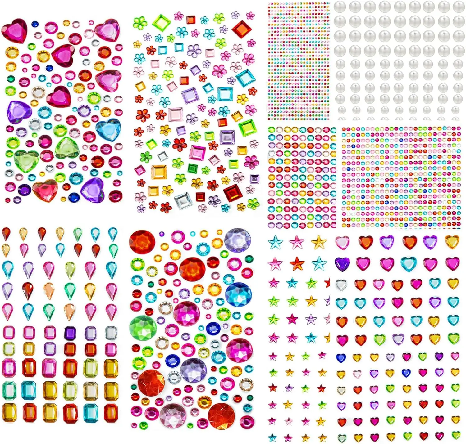 

Gem Stickers, Self Adhesive Gems for Crafts, Acrylic Bling Heart Sticker, Jewel Stickers Crafts self Adhesive, Assorted Shapes J