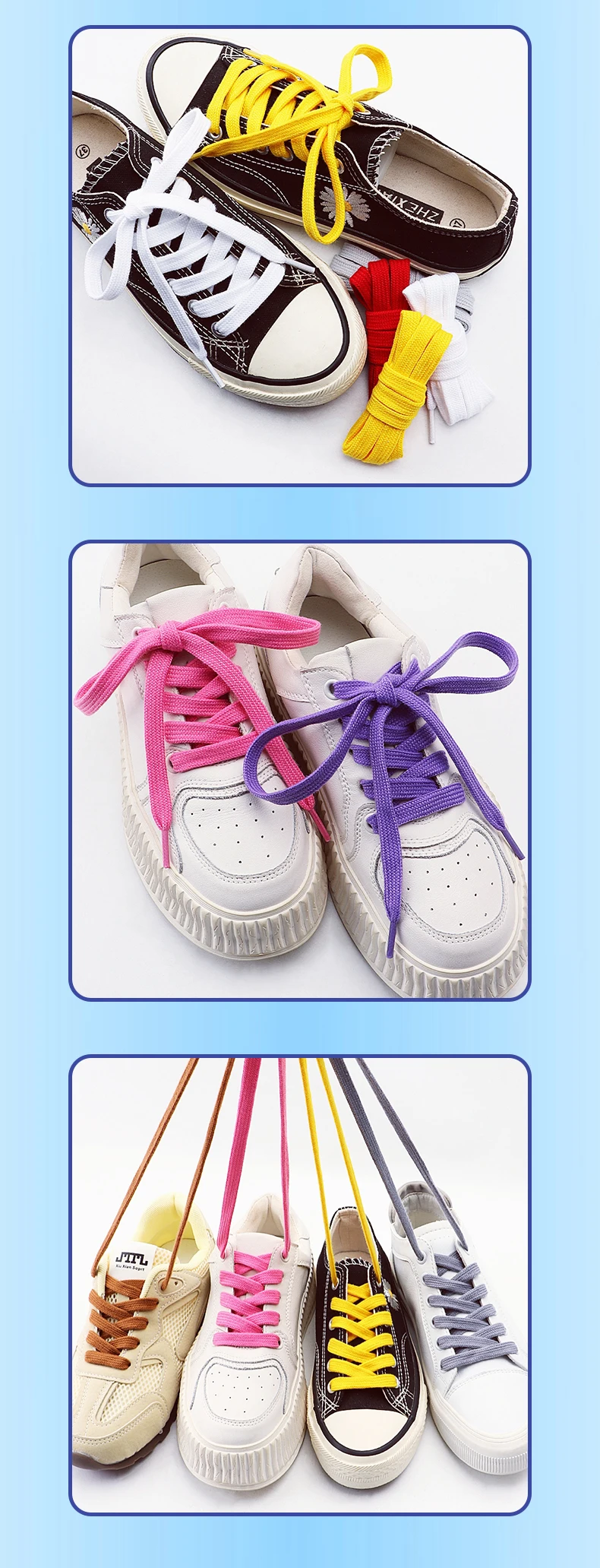2 Paar flache Baumwoll-Schnürsenkel, breite Ersatz-Schnürsenkel für Sneaker, klassische farbige Schnürsenkel, 80/100/120/140/160 cm, Unisex-Schnürsenkel – Detail 7