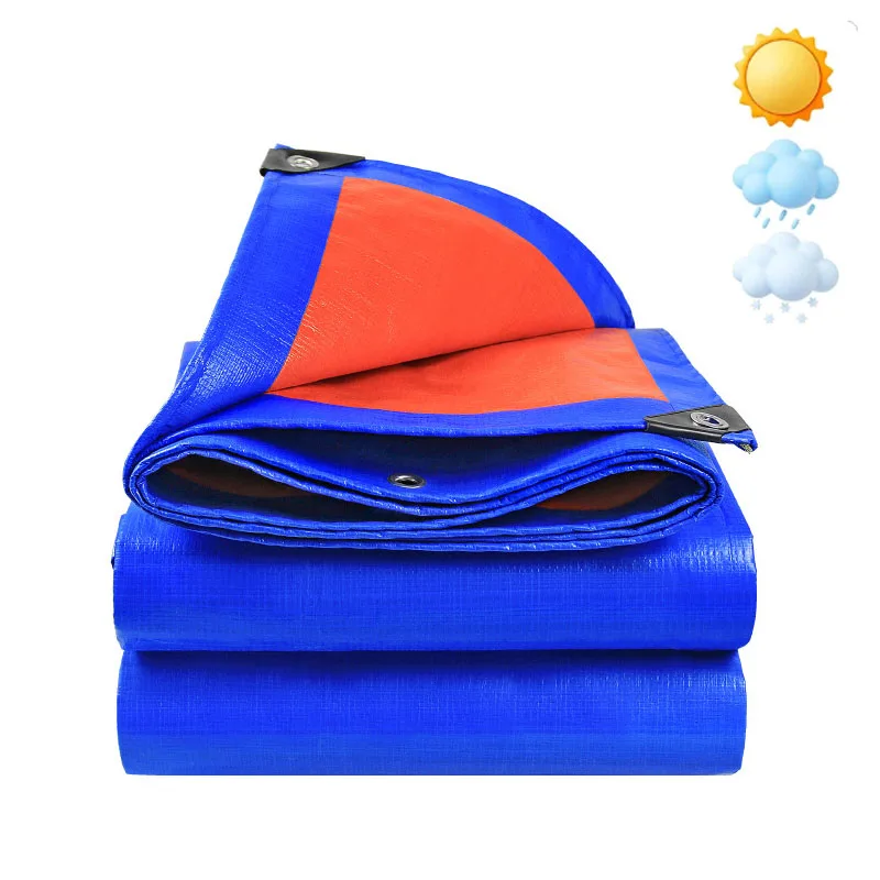 2X2m 2X3m Waterproof Blue Orange Plastic PE Tent Tarp UV Protective Tarp Awnings Awnings Summer Backyard Gardens Rain Cover