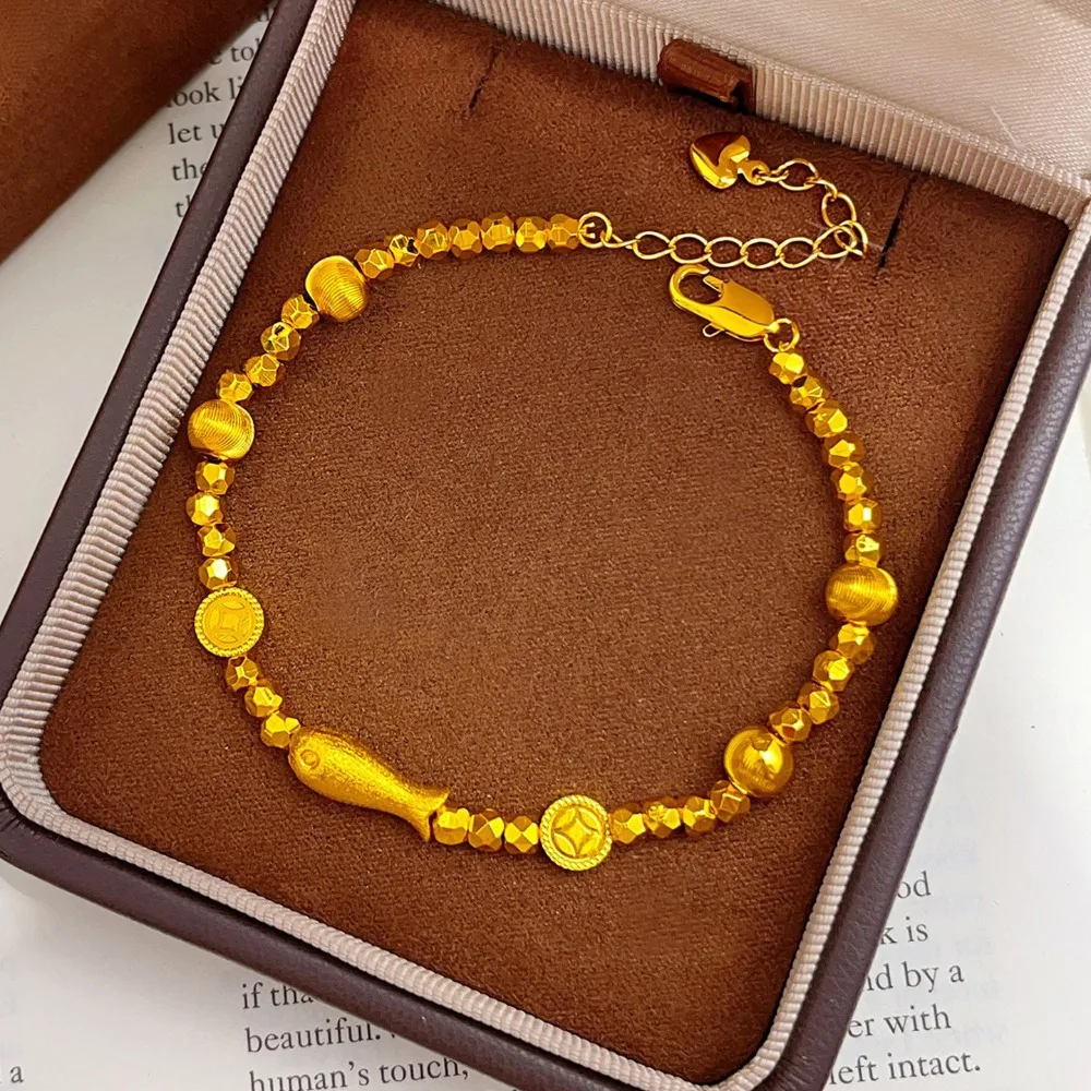 Flash drawing small fish bundy beads bracelet senior sense light luxury jewelry 9999gold