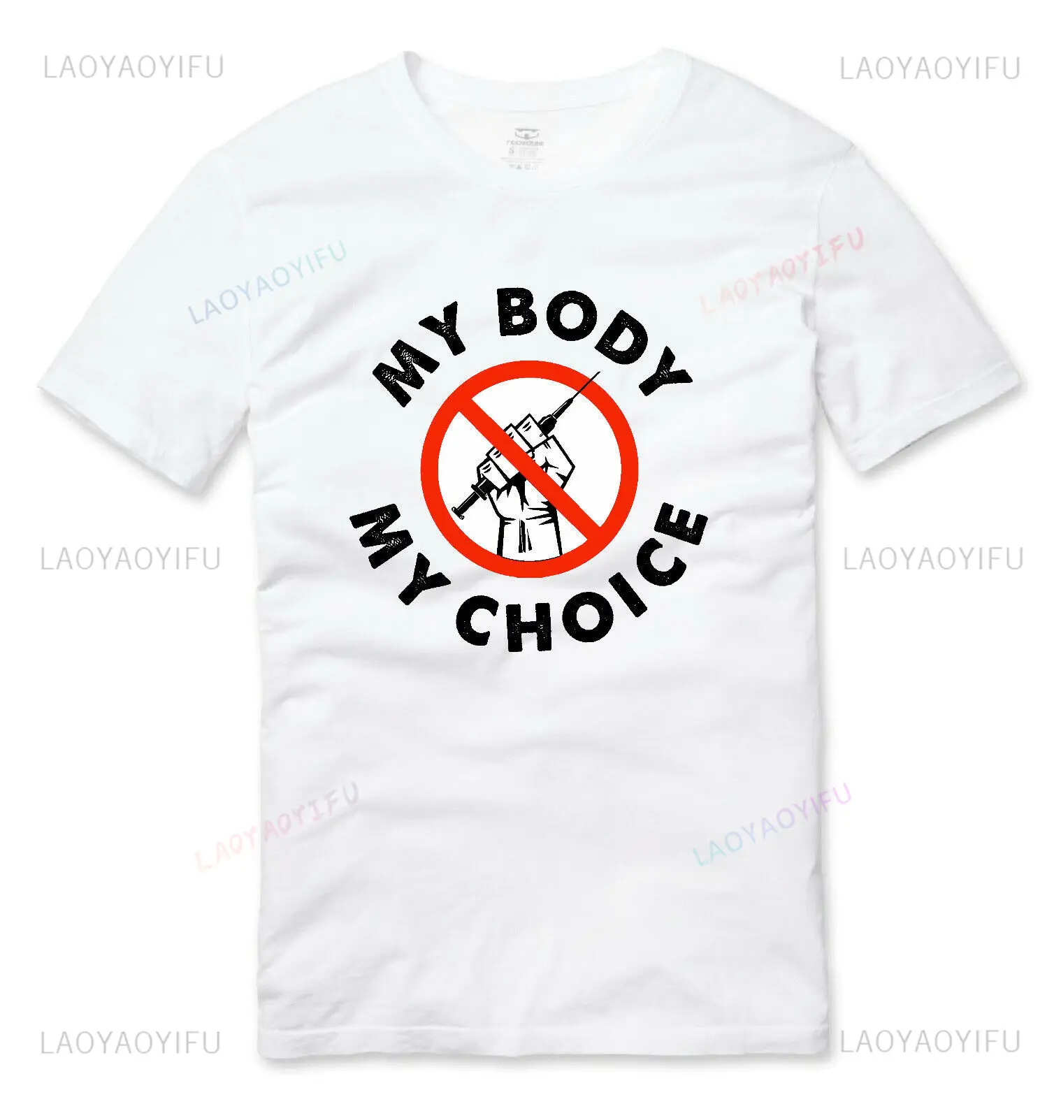 My Body My Choice Women Tshirt Anti Vaccination Mandate Plandemic Black White T Shirt A Present for My Girlfriend Letters Tops