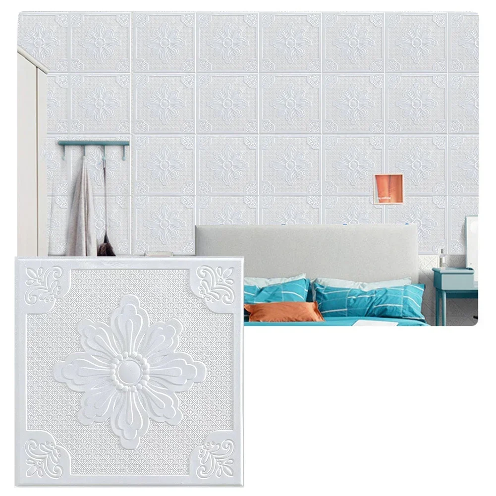 1szt 3D Tile Brick Wall Sticker Adhesive Foam Panel Wodoodporna naklejka Sypialnia Tło Tapety ścienne Sufit Dach Dekoracja