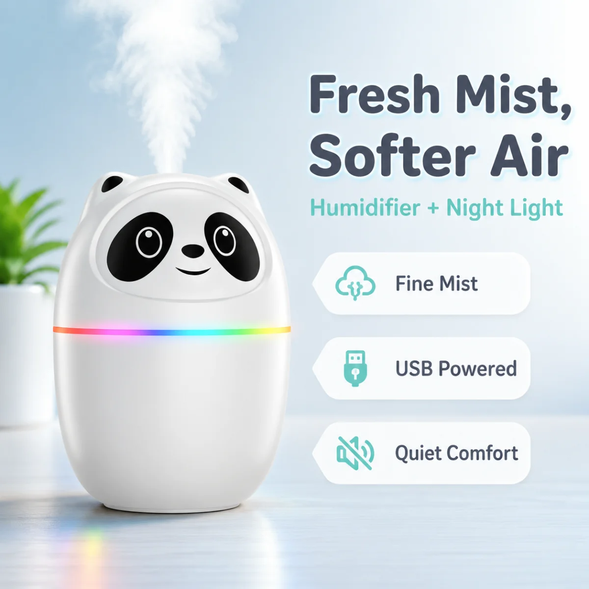Cute panda Humidifier Desktop Home Mini Spray Hydrator  Office Creative Portable Cold Fog For Travel Bedroom