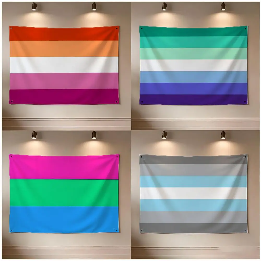 Rainbow Flag Flags Borderless Four Ring Ornament Indoor Outdoor Decoration Quick Hang Install