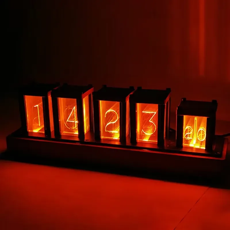Vintage Walnut Wood Digital Tube Clock RGB LED Display DIY Assembly Table Desk Timepiece Modern Home Bedroom Wall Decor Gift