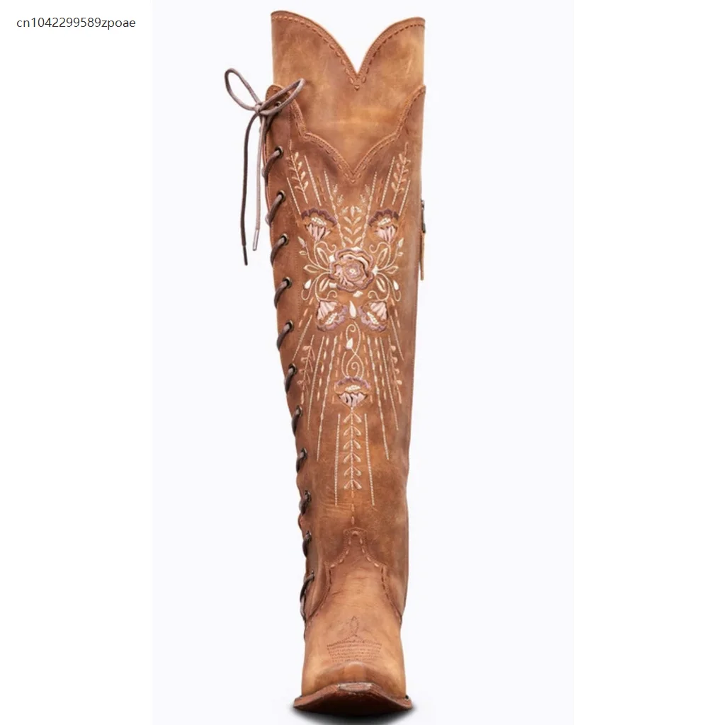 Nieuw Europa en de Verenigde Staten hoog over de knie dameslaarzen met ritssluiting aan de zijkant, dik met puntige damesschoenen