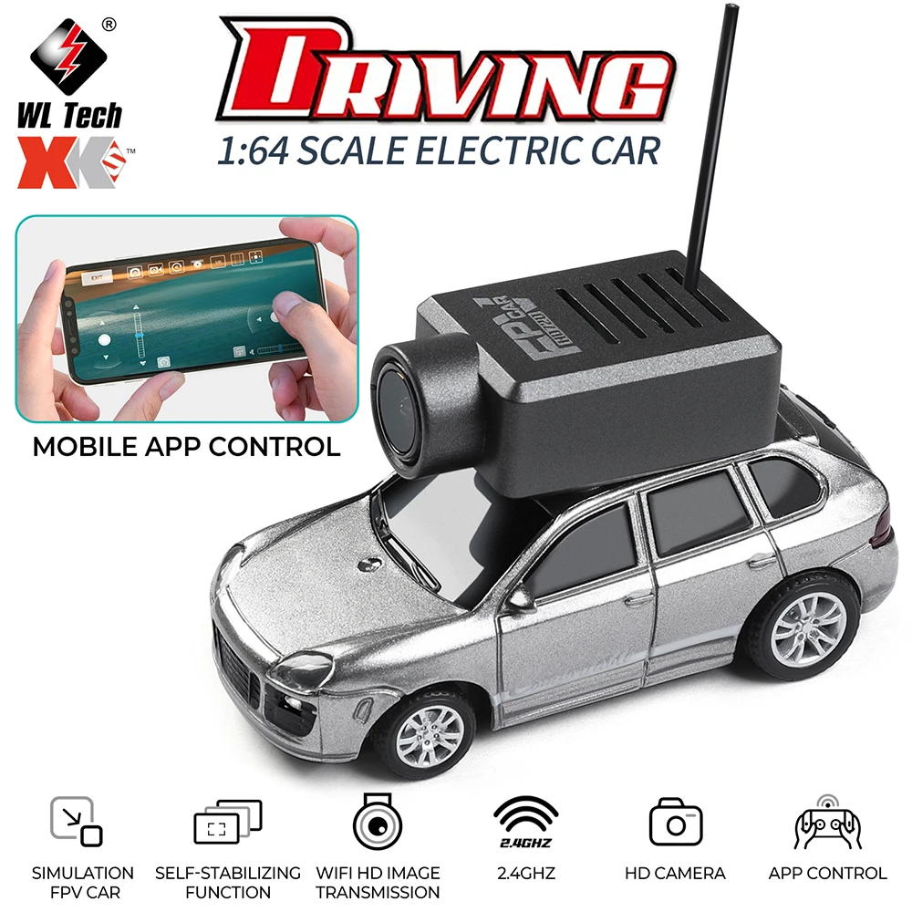 

New WLtoys RC Cars 1:64 Mini Porsche 6401 HD Camera RC Racing Car 120° Wide Ancle 2.4G Mobile APP Control RC Off-road Mini Car