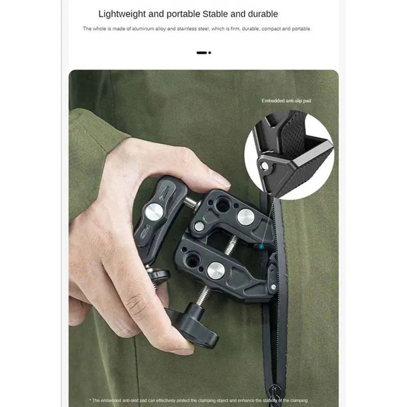 For Power Crab Claw Portable Aluminum Alloy Car Tube Clip Mobile Phone Expansion Bracket