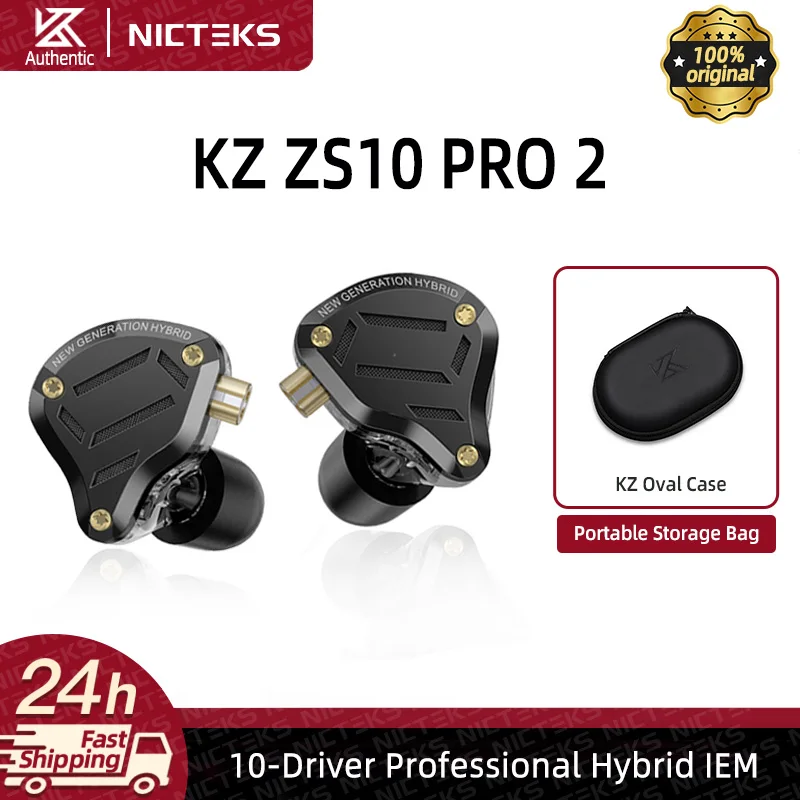 KZ ZS10 Pro 2 Metal Earphone High-Performance Dynamic Driver HIFI In Ear Bass Earbud Tuning Switch Headphone w/ Accesorries