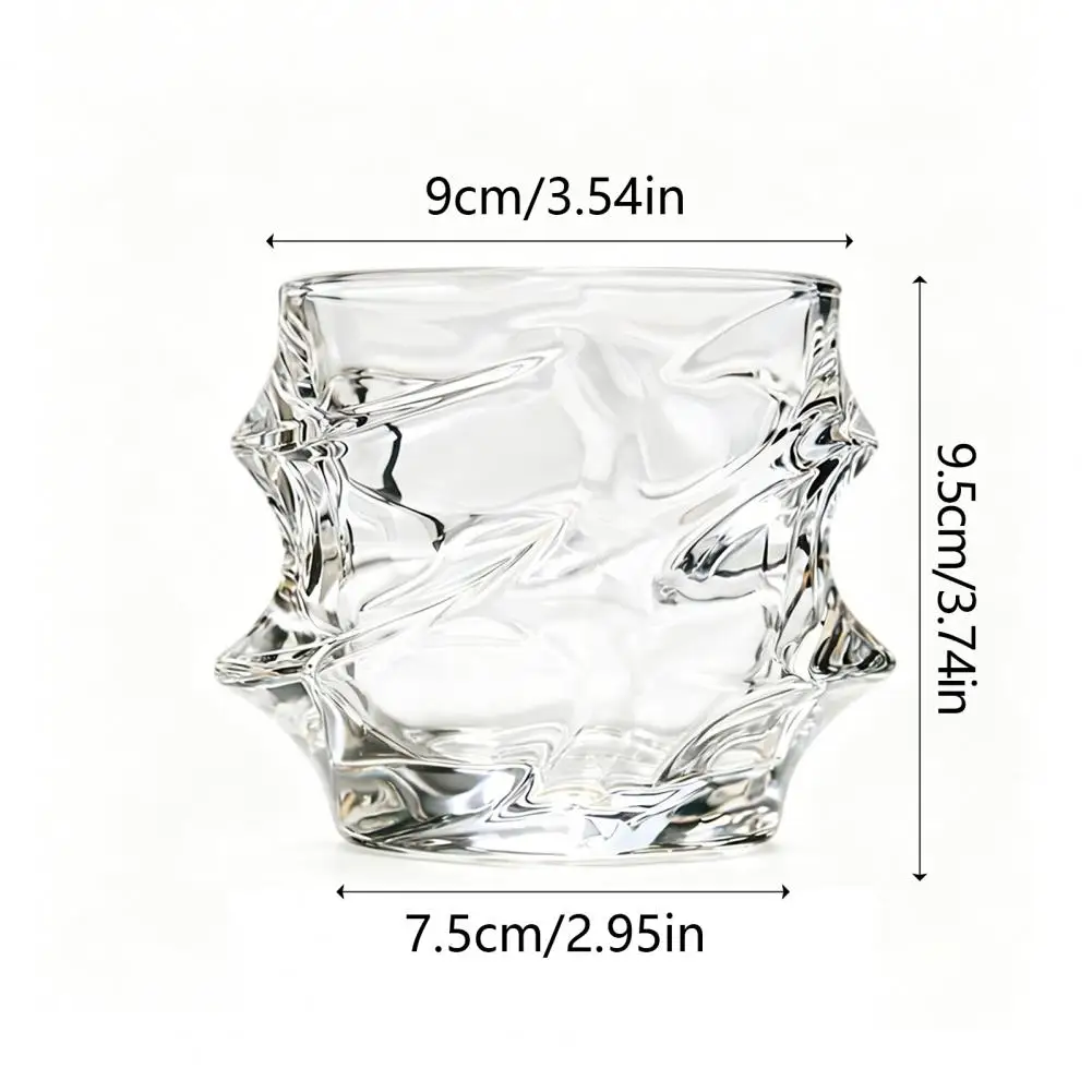 

Crystal Clear Whiskey Glass 320ml Spirits Tumbler for Bourbon Cocktails Anti-slip Iced Drink Glass Elegant Home Bar Gift