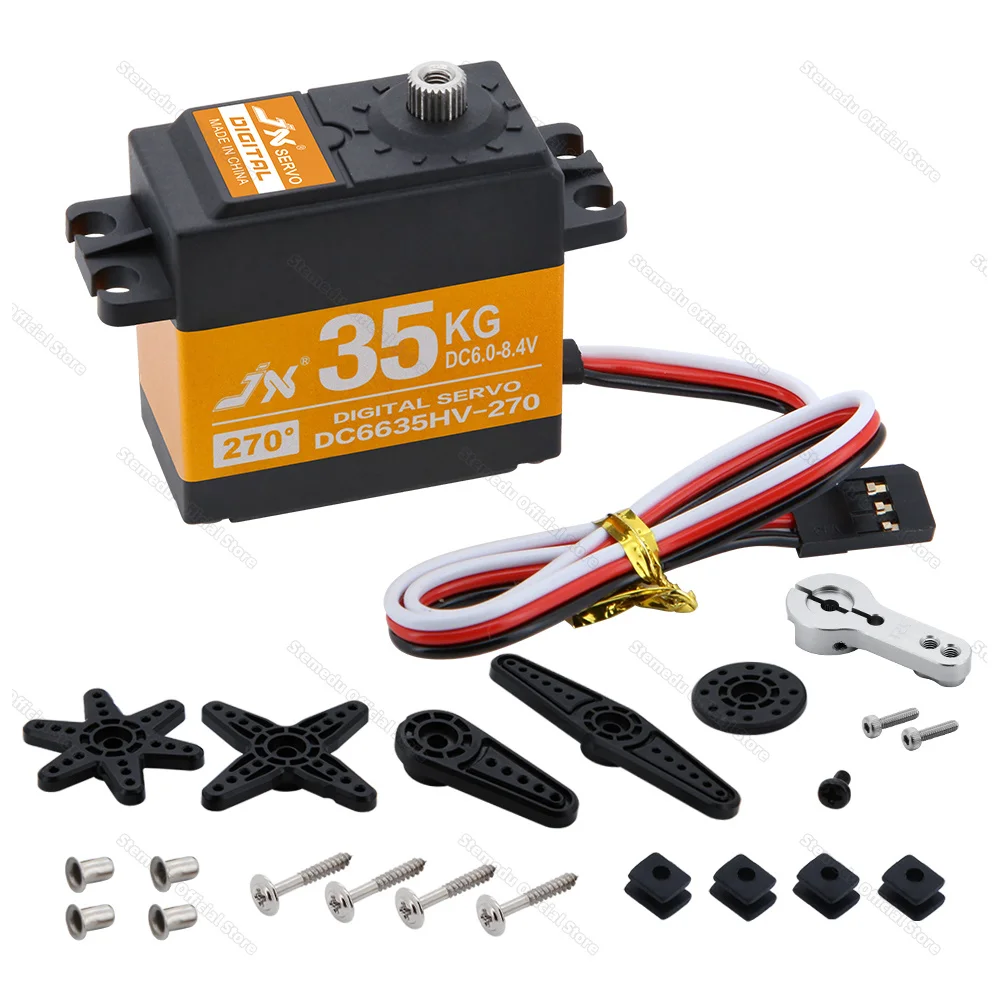 JX Servo DC6635HV 35KG Torque 180/270/360 Degree High Voltage Metal Gear Core Motor Digital Servo For RC Helicopter Car 6-8.4V