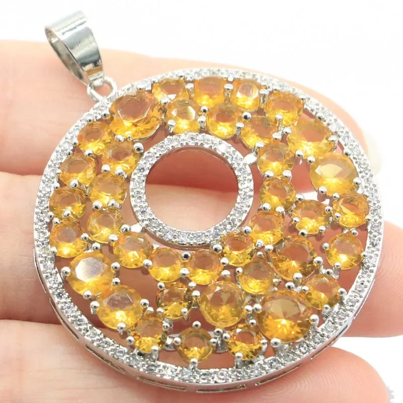 10.5g 925 SOLID STERLING ARGENTO PENDENTE Fuoco Arcobaleno Topazio mistico Rodolite Granato Citrino dorato Tormalina rosa CZ