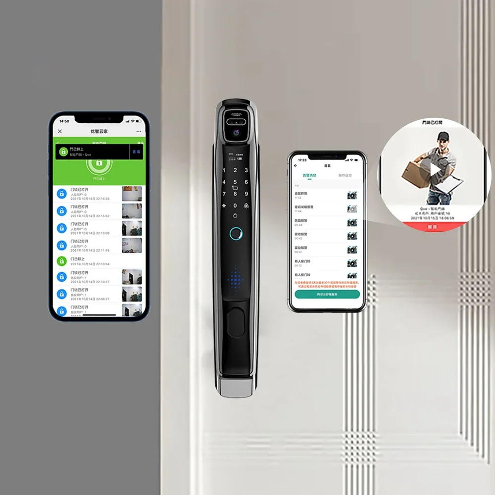 3D Face Recongition Tuya Video Intercom Fingerprint Password Smart Door Lock Wifi Electronic Home Digital APP Lock