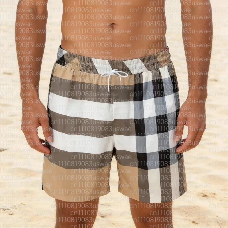 

Summer New Lightweight Printed Men's Casual Shorts, Fashionable Checkered Printed Pentagonal Shorts, Outdoor Casual Shorts